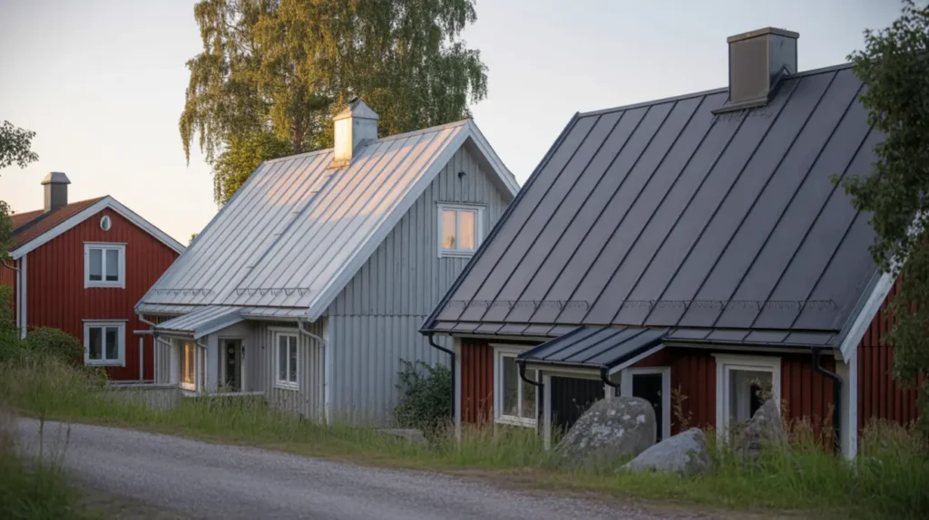 h ll huset svalt i juni s v ljer du pl ttakets kul r och ytbehandling som reflekterar solv rmen