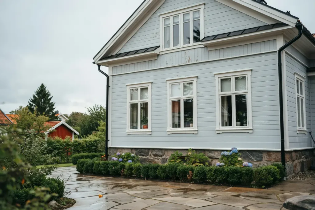 s v ljer du nya stupr r och h ngr nnor som lyfter husets utseende och skyddar mot regn